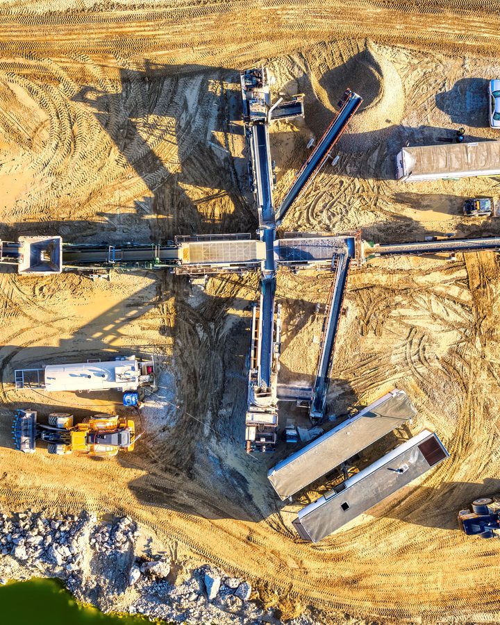 Open-pit mine terraces worked for graphite and base metals